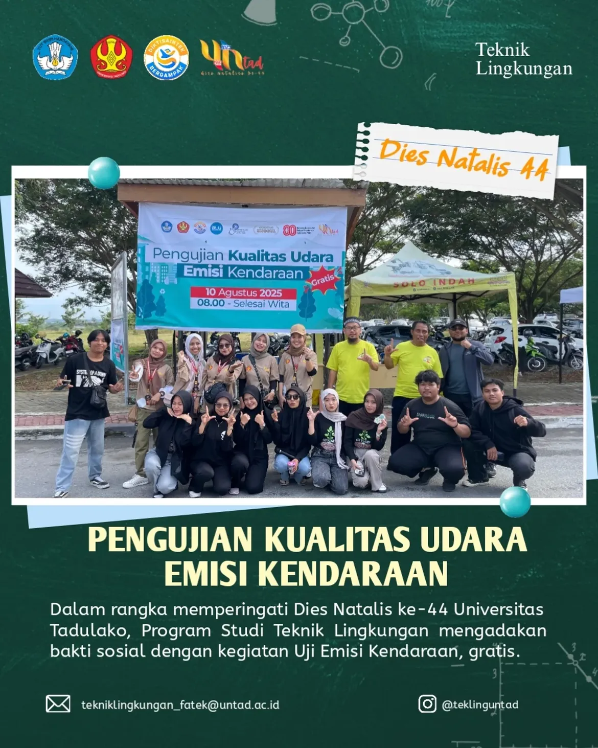 HMTL Teknik Lingkungan Gelar Uji Emisi Gratis dalam Rangka Dies Natalis